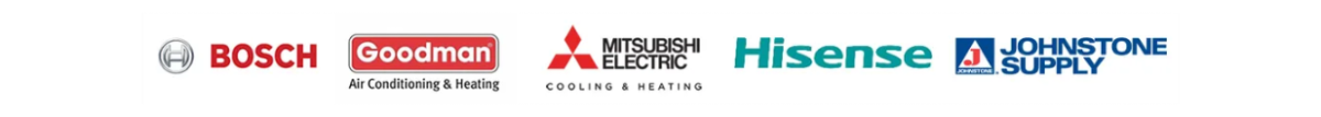 Bosch, Goodman, Mitsubishi Electric, Hisense and Johnstone Supply logos